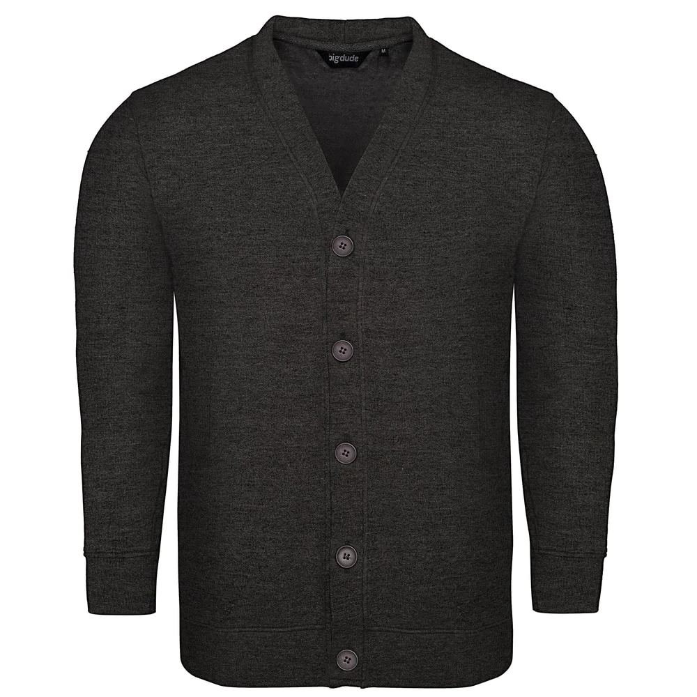 Bigdude Brushed Fleece Cardigan Charcoal 1 Bigdude Brushed Fleece Cardigan Charcoal