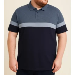 Bigdude Pique Colour Block Polo Shirt Denim 5 Bigdude Pique Colour Block Polo Shirt Denim -Big Dude Clothing Shop cb797a59 life1 bd24p24 09 denim