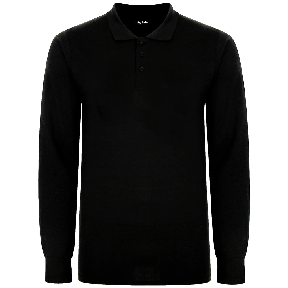 Bigdude Twin Pack Long Sleeve Polos Black/Navy 2 Bigdude Twin Pack Long Sleeve Polos Black/Navy - Image 2