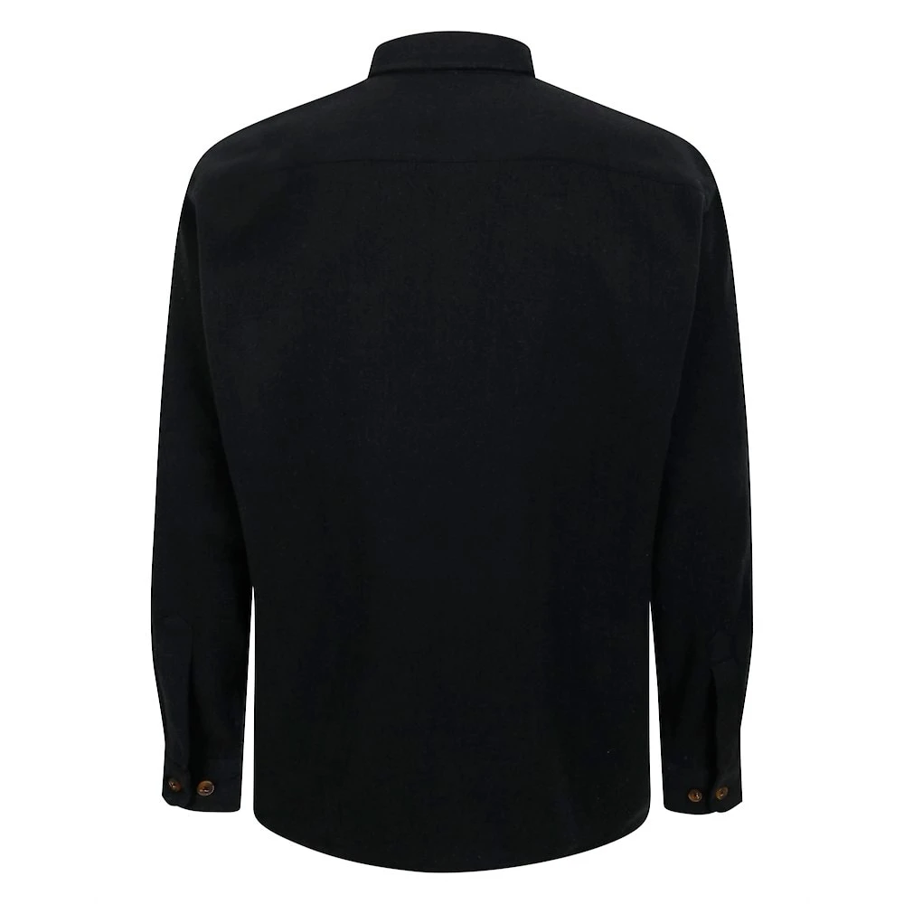 Bigdude Plain Flannel Long Sleeve Shirt Black 2 Bigdude Plain Flannel Long Sleeve Shirt Black - Image 2