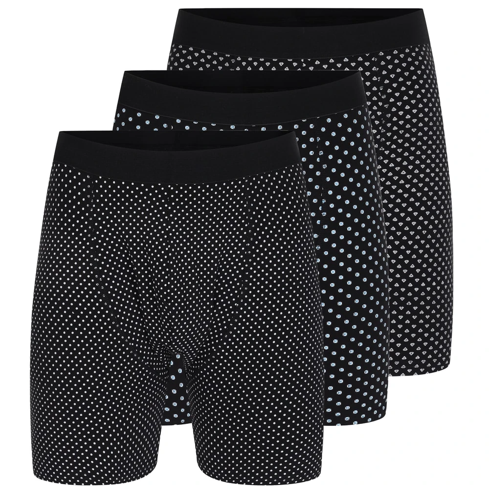 Bigdude 3 Pack Pattern Boxers Black 1 Bigdude 3 Pack Pattern Boxers Black