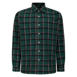 Bigdude Checked Poplin Long Sleeve Shirt Green/Red