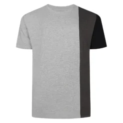 Bigdude Vertical Colour Block T-Shirt Grey