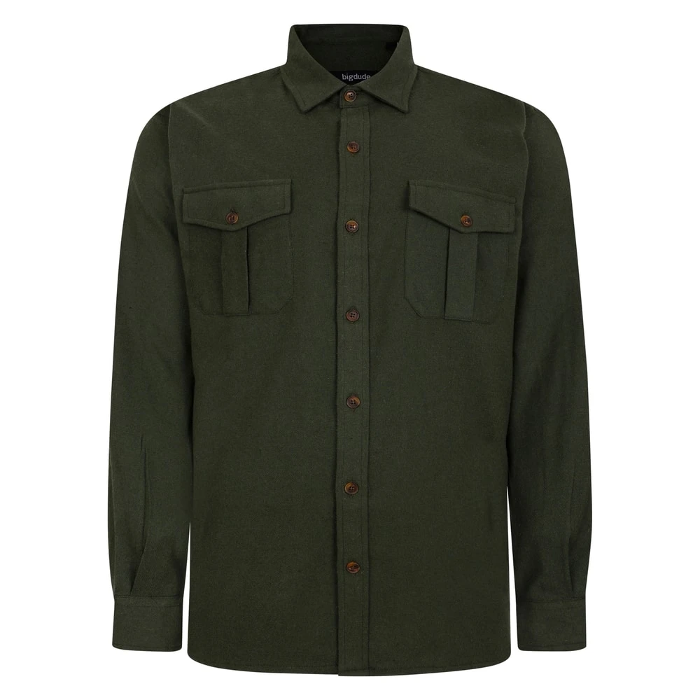 Bigdude Plain Flannel Long Sleeve Shirt Dark Olive 1 Bigdude Plain Flannel Long Sleeve Shirt Dark Olive