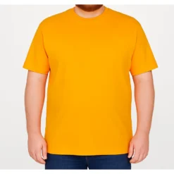 Bigdude Plain Crew Neck T-Shirt Orange -Big Dude Clothing Shop d1df6d9e life1 bd101 25 orange