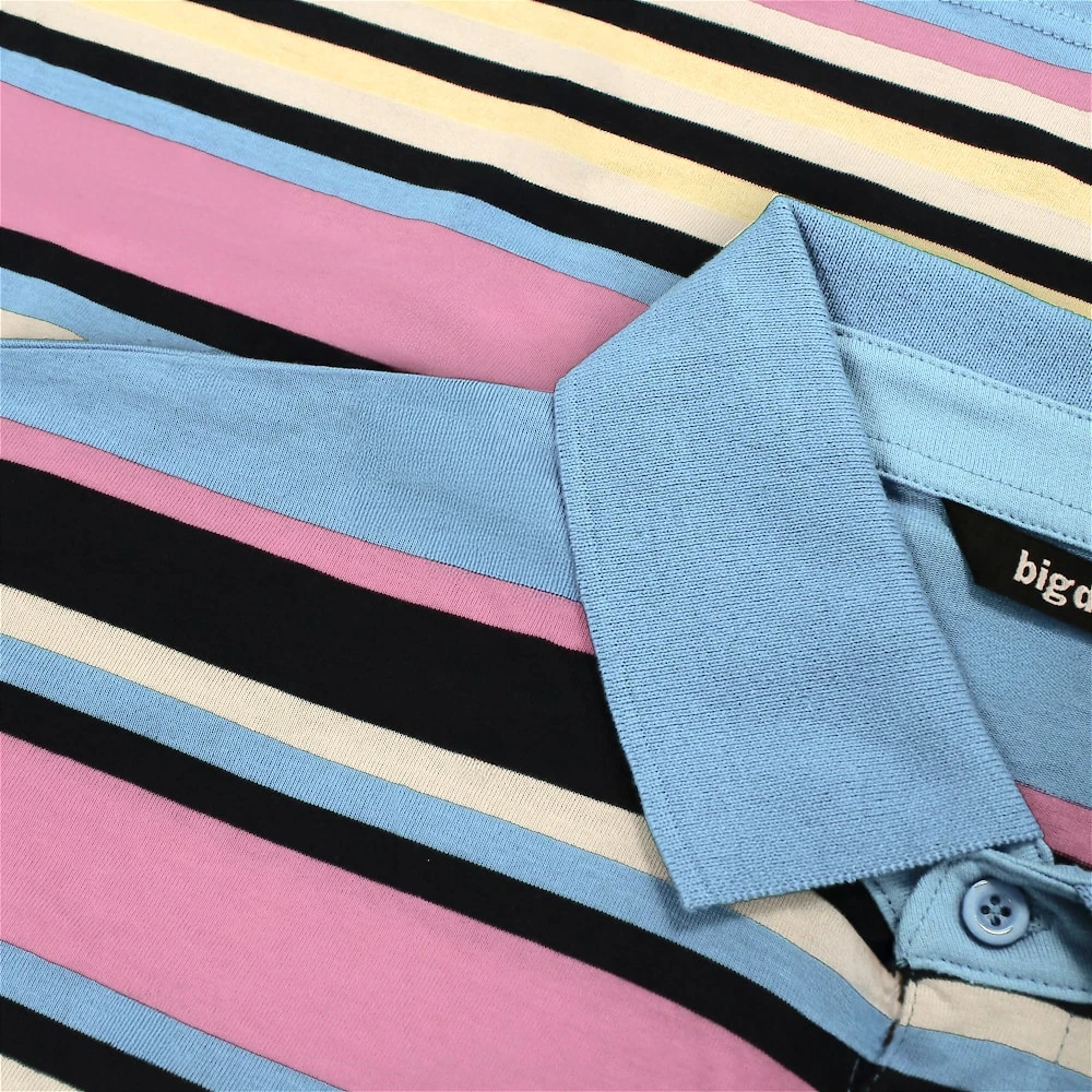 Bigdude Summer Stripe Polo Bright Blue 4 Bigdude Summer Stripe Polo Bright Blue - Image 4