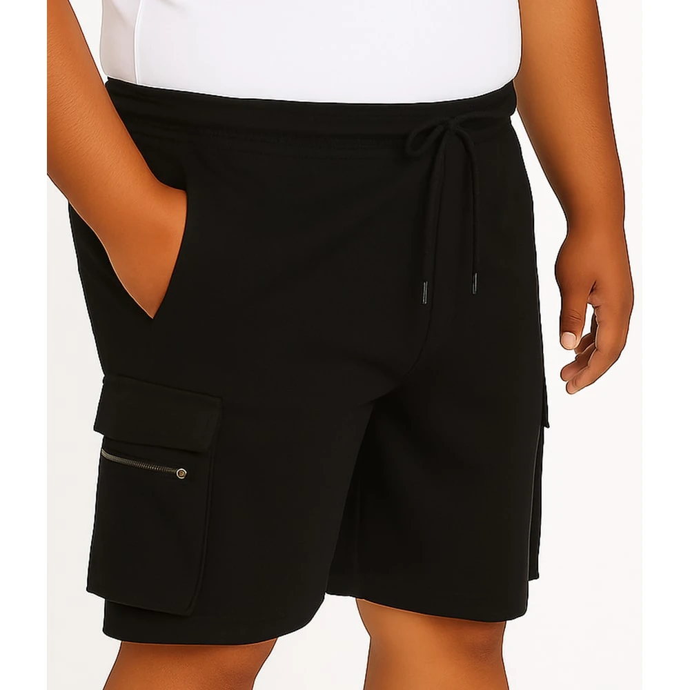 Bigdude Elasticated Waist Zip Pocket Cargo Shorts Black 8 Bigdude Elasticated Waist Zip Pocket Cargo Shorts Black - Image 8