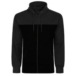 Bigdude Color Block Zipped Hoody Black/Charcoal