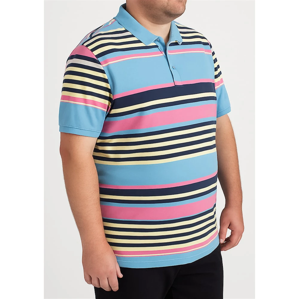 Bigdude Summer Stripe Polo Bright Blue 3 Bigdude Summer Stripe Polo Bright Blue - Image 3