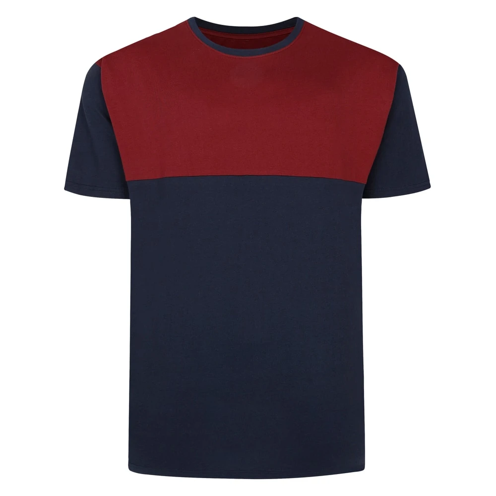 Bigdude Cut & Sew 2 Tone T-Shirt Navy/Burgundy 1 Bigdude Cut & Sew 2 Tone T-Shirt Navy/Burgundy