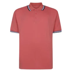 Bigdude Polo With Contrast Tipping Faded Red