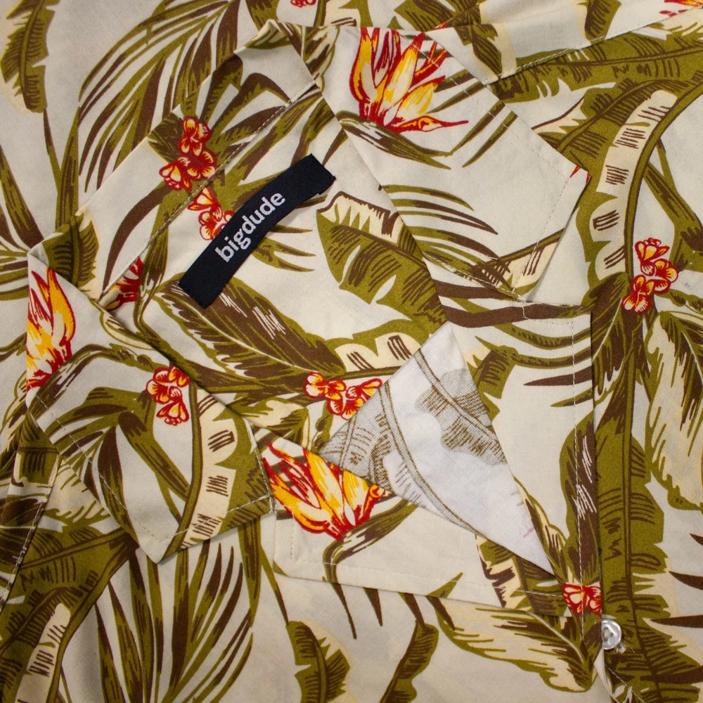 Bigdude Tropical Trees Viscose Relaxed Collar Shirt White 3 Bigdude Tropical Trees Viscose Relaxed Collar Shirt White - Image 3