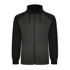 Bigdude Zip Thru Raglan Sleeve Hoody Black/Charcoal