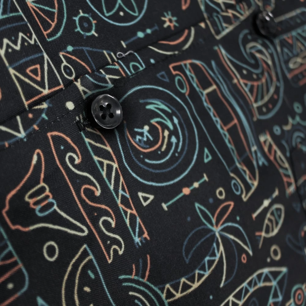 Bigdude Relaxed Collar Ethnic Short Sleeve Shirt Multi 3 Bigdude Relaxed Collar Ethnic Short Sleeve Shirt Multi - Image 3