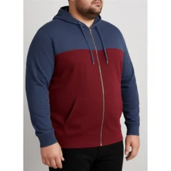 Bigdude Color Block Zipped Hoody Burgundy/Navy -Big Dude Clothing Shop d7f94b06 life2 us24h09 10 burgundy
