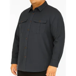 Bigdude Plain Flannel Long Sleeve Shirt Charcoal 13 Bigdude Plain Flannel Long Sleeve Shirt Charcoal -Big Dude Clothing Shop d8529b85 life2 24ls02 07 charcoal