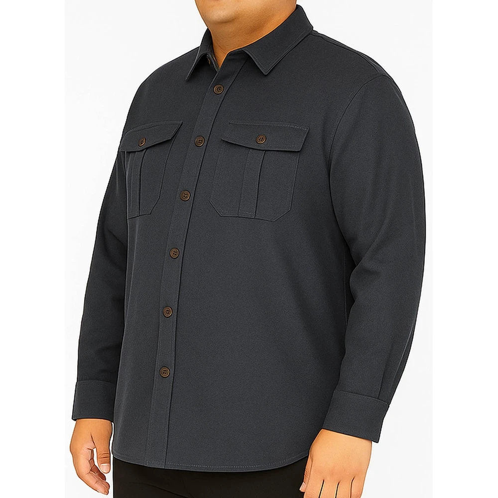 Bigdude Plain Flannel Long Sleeve Shirt Charcoal 7 Bigdude Plain Flannel Long Sleeve Shirt Charcoal - Image 7