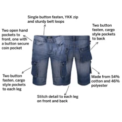 Bigdude Cargo Denim Shorts Mid Wash -Big Dude Clothing Shop d97f35a4 02