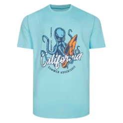 Bigdude California Summer Adventures Print T-Shirt Turquoise