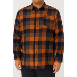 Bigdude Checked Flannel Long Sleeve Shirt Orange/Navy -Big Dude Clothing Shop db3b2e5d life1 us24ls01 77 orange