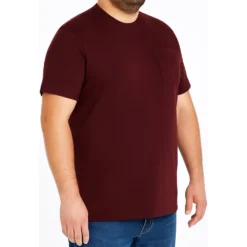 Bigdude Plain Crew Neck T-Shirt With Pocket Burgundy -Big Dude Clothing Shop dbf5ef34 life2 us21ts11 10 burgundy