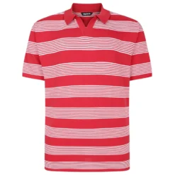 Bigdude Striped Relaxed Collar Polo Pepper Red/White