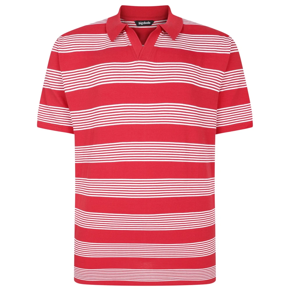 Bigdude Striped Relaxed Collar Polo Pepper Red/White 1 Bigdude Striped Relaxed Collar Polo Pepper Red/White
