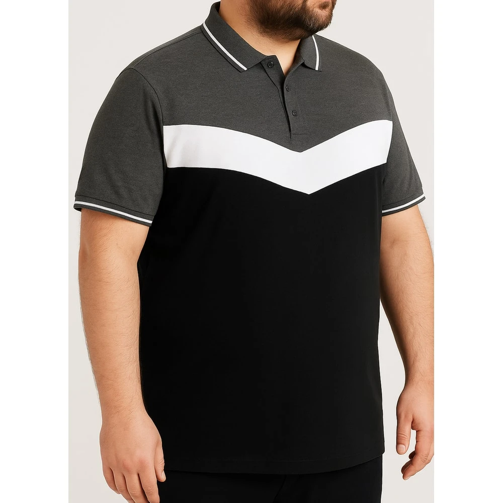 Bigdude Chevron Polo Shirt Black/Charcoal 9 Bigdude Chevron Polo Shirt Black/Charcoal - Image 9