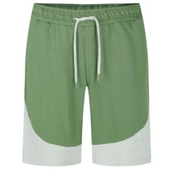 Bigdude Cut And Sew Loop Back Shorts Sage Green Grey Marl