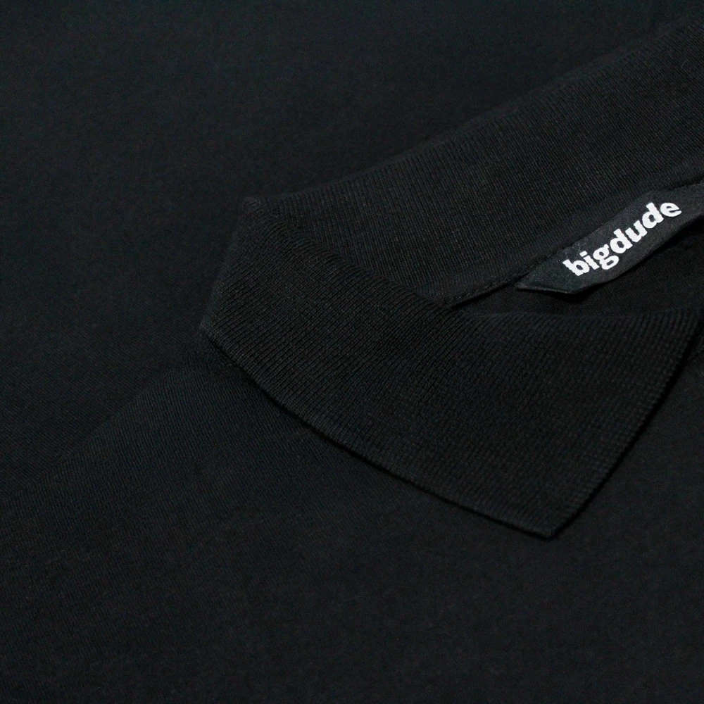 Bigdude Smart Single Jersey Long Sleeve Polo With Zip Black 3 Bigdude Smart Single Jersey Long Sleeve Polo With Zip Black - Image 3