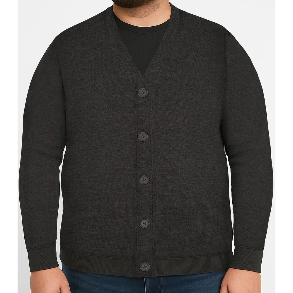 Bigdude Brushed Fleece Cardigan Charcoal 6 Bigdude Brushed Fleece Cardigan Charcoal - Image 6