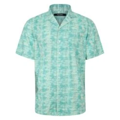 Bigdude Ethnic Viscose Relaxed Collar Shirt Green