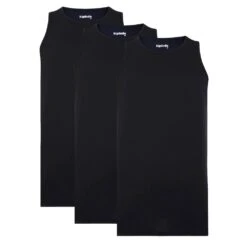Bigdude 3 Pack Plain Vests Black