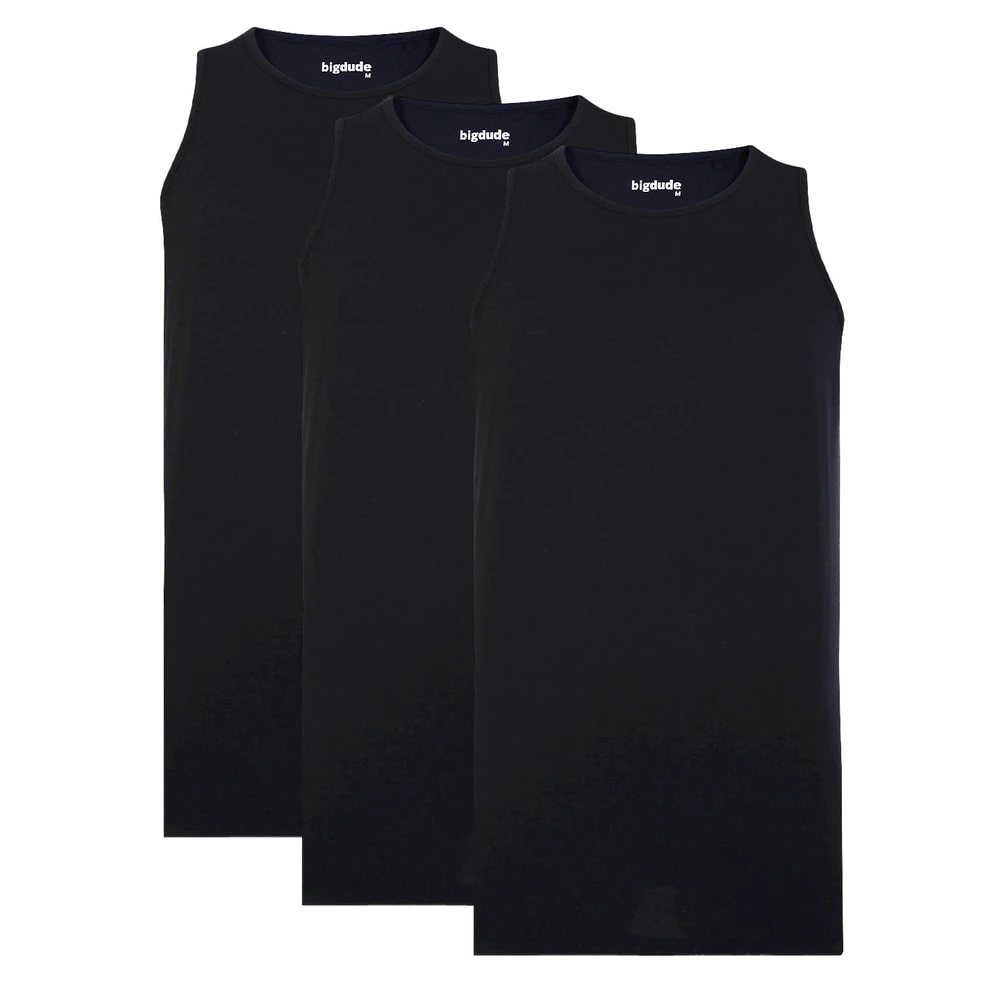 Bigdude 3 Pack Plain Vests Black 1 Bigdude 3 Pack Plain Vests Black