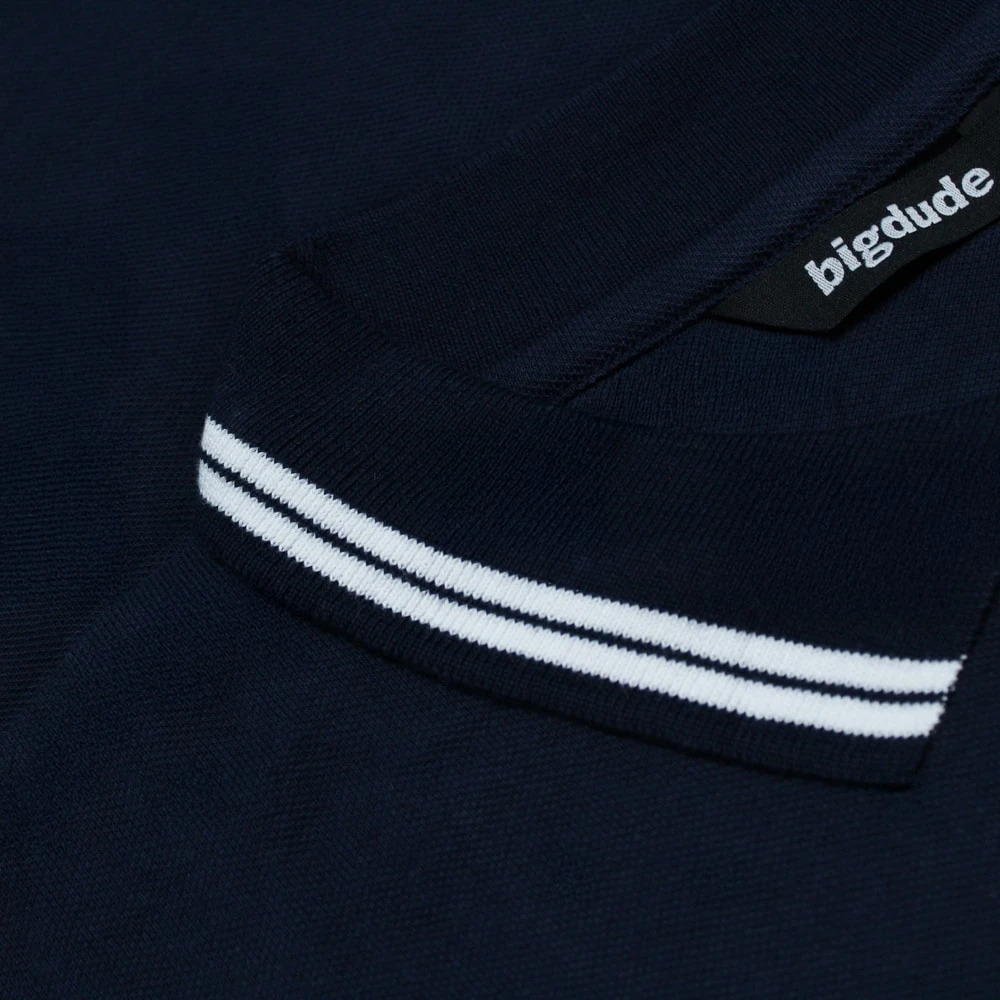 Bigdude Tipped Polo Shirt Navy 5 Bigdude Tipped Polo Shirt Navy - Image 5