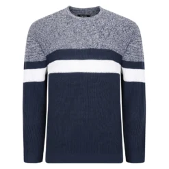 Bigdude Colour Block Knitted Jumper Navy