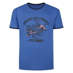 Bigdude American Airways Print T-Shirt Light Denim