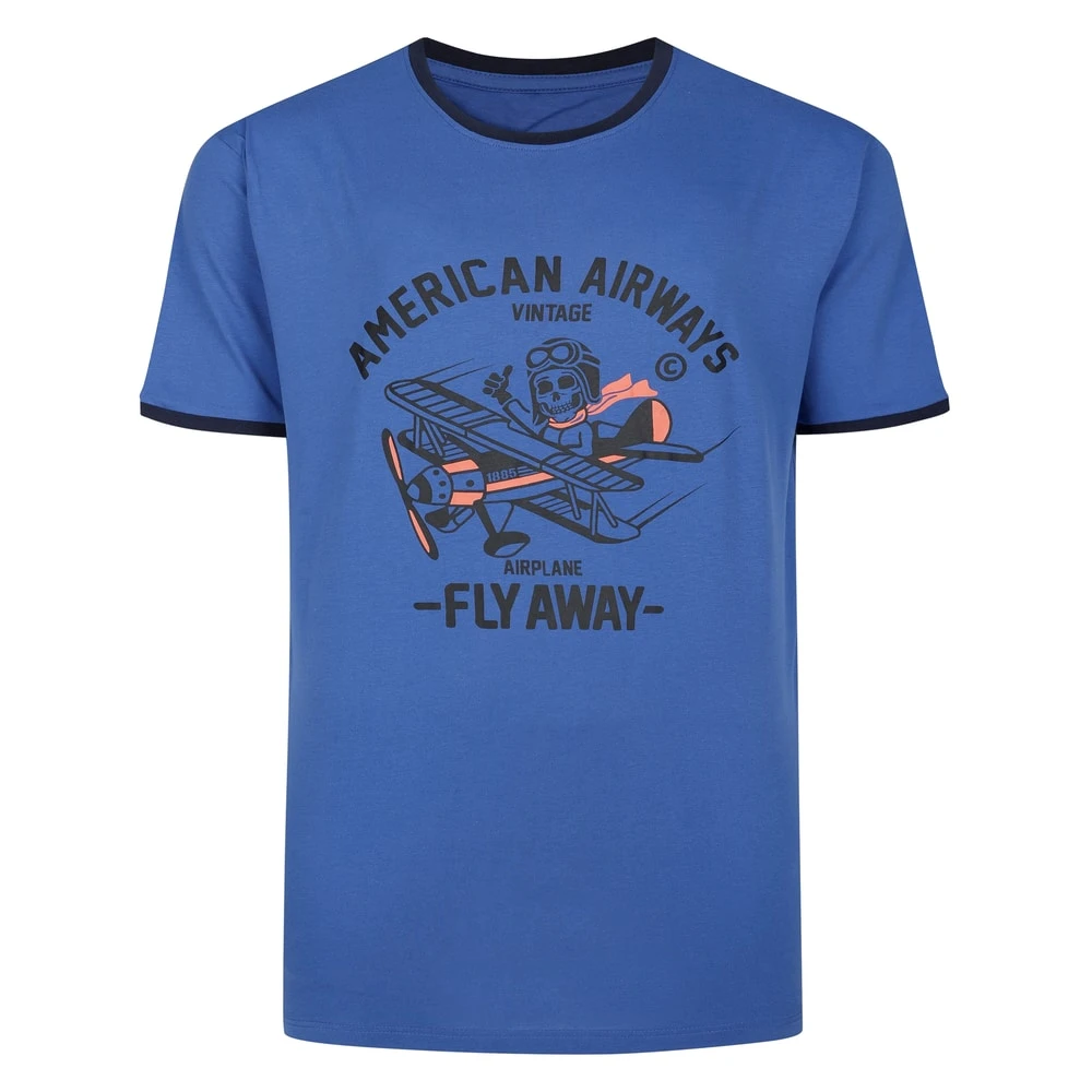 Bigdude American Airways Print T-Shirt Light Denim 1 Bigdude American Airways Print T-Shirt Light Denim