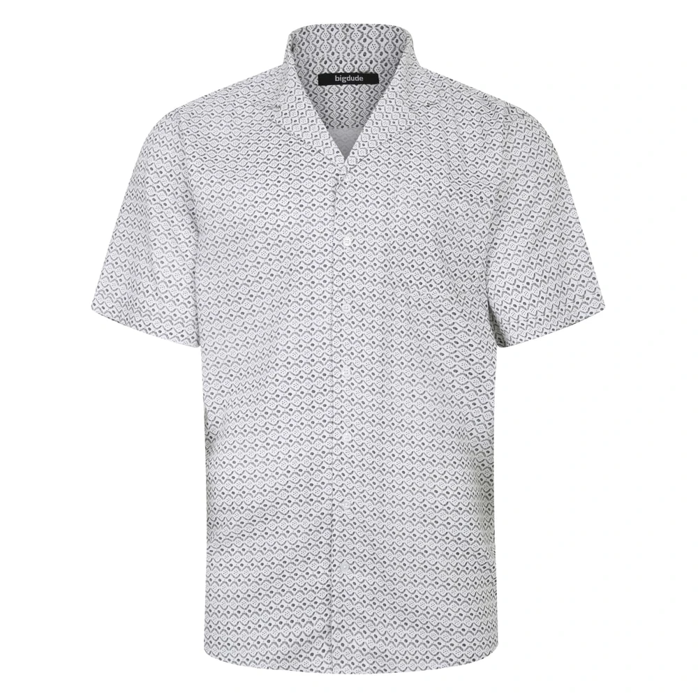 Bigdude Waves Viscose Relaxed Collar Shirt White