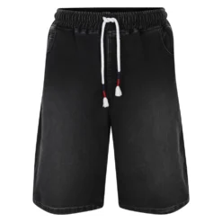 Bigdude Elasticated Waist Stretch Denim Shorts Black
