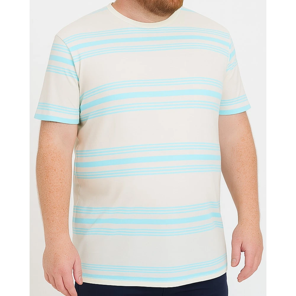 Bigdude Pure Cotton Striped T-Shirt Cream 5 Bigdude Pure Cotton Striped T-Shirt Cream - Image 5
