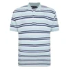 Bigdude Varsity Striped Pique Polo Light Blue