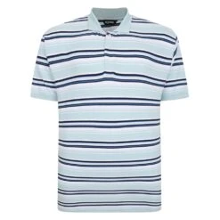 Bigdude Varsity Striped Pique Polo Light Blue
