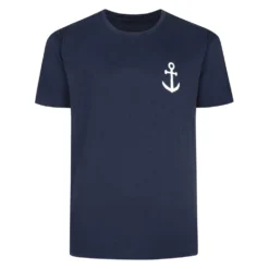 Bigdude Anchor Chest Print T-Shirt Navy