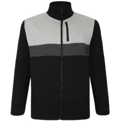 Bigdude Full Zip Colour Block Jacket Black