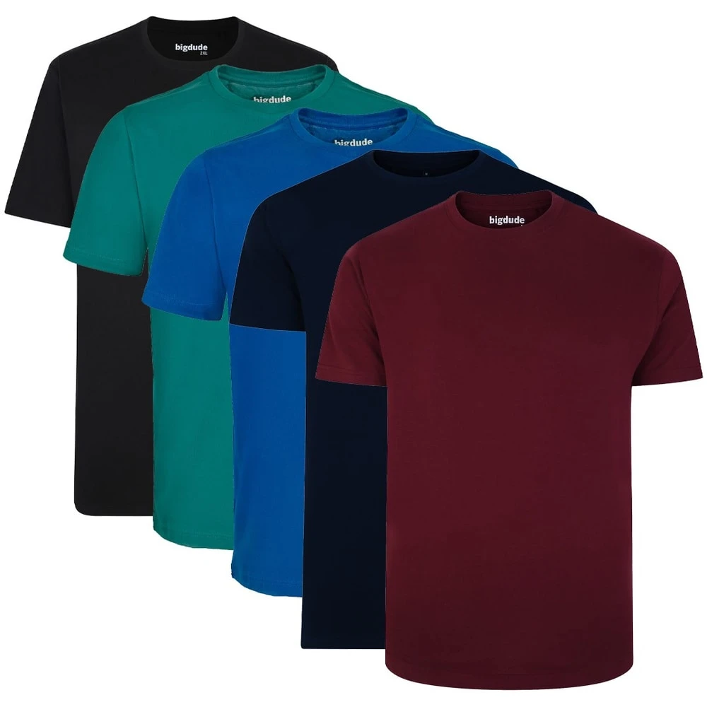 Bigdude 5 Pack Plain T-Shirts 1 Bigdude 5 Pack Plain T-Shirts