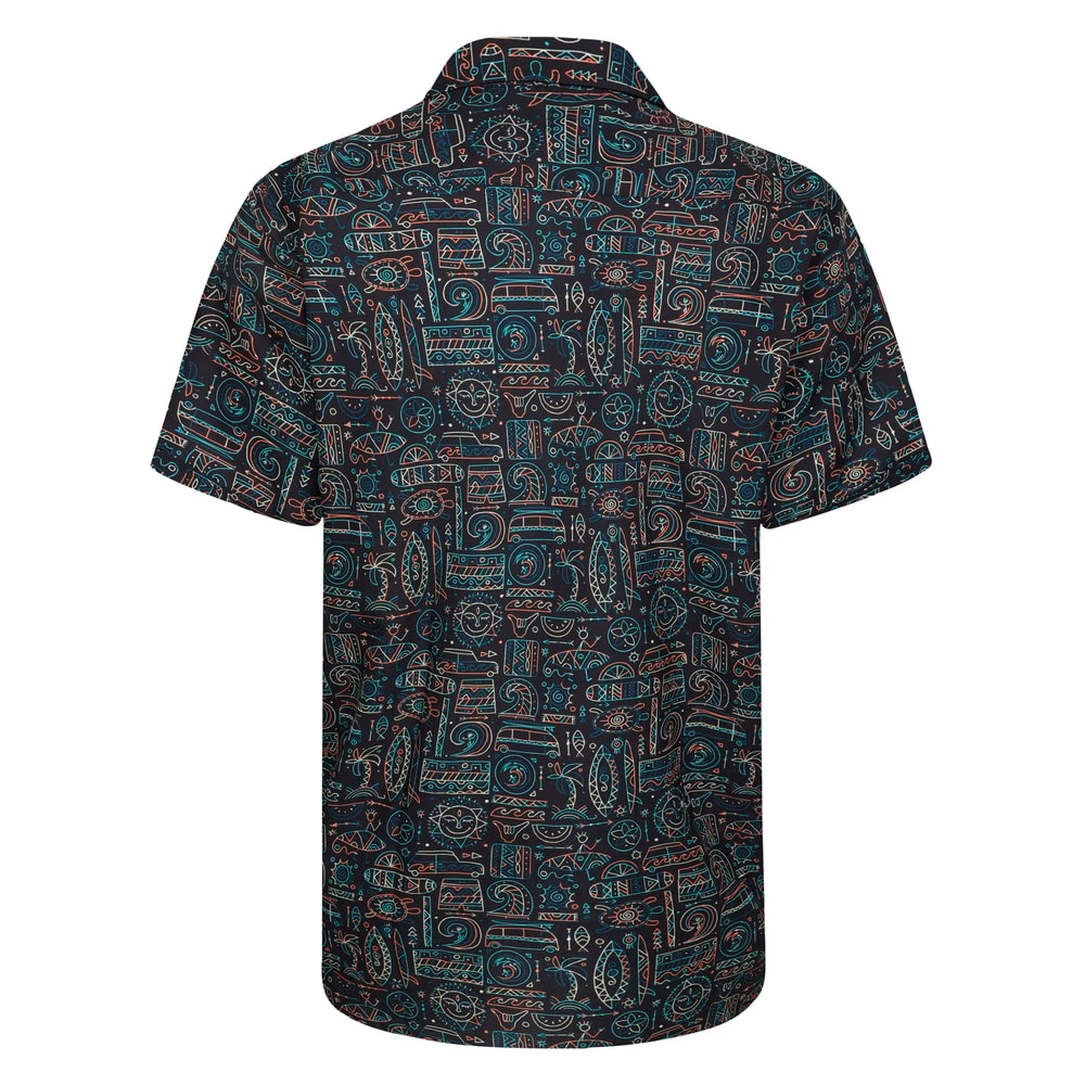 Bigdude Relaxed Collar Ethnic Short Sleeve Shirt Multi 2 Bigdude Relaxed Collar Ethnic Short Sleeve Shirt Multi - Image 2