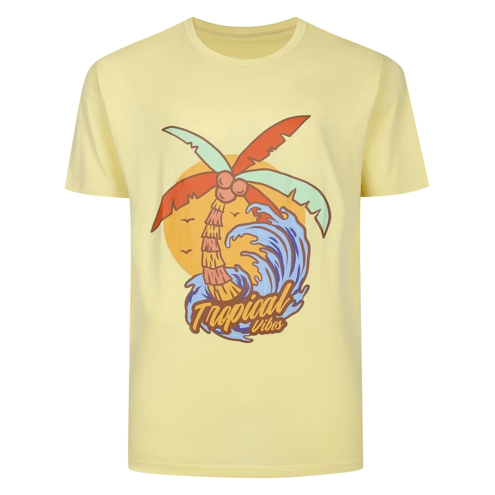 Bigdude Tropical Vibes Print T-Shirt Yellow 1 Bigdude Tropical Vibes Print T-Shirt Yellow