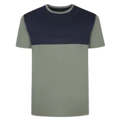 Bigdude Cut & Sew 2 Tone T-Shirt Sage Green/Navy