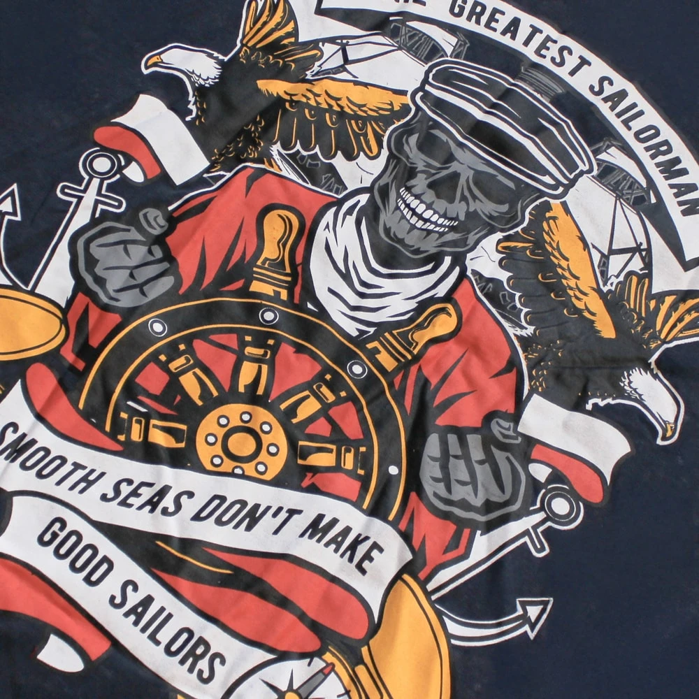 Bigdude Greatest Sailorman Print T-Shirt Acid Wash Navy 4 Bigdude Greatest Sailorman Print T-Shirt Acid Wash Navy - Image 4